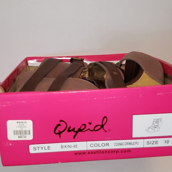 Qupid brown open toe strappy wedges - Picture 6 of 7